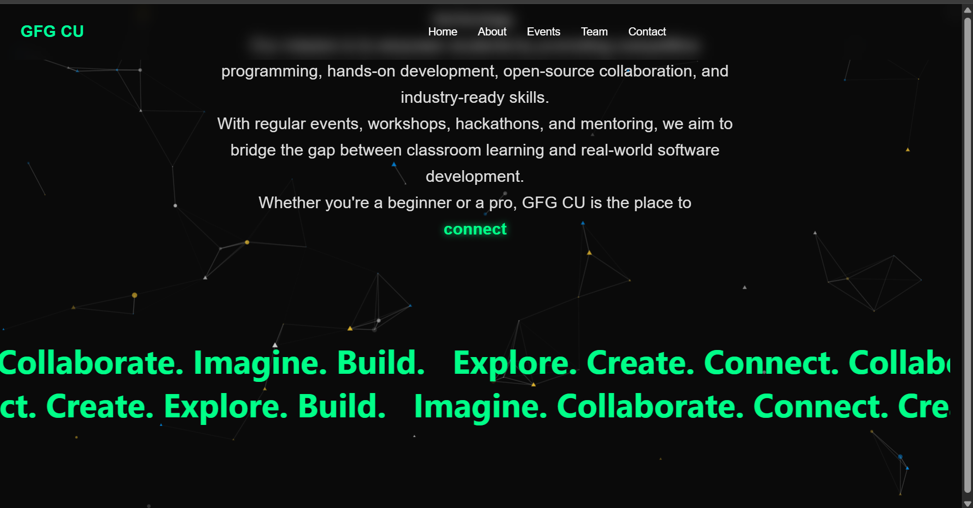 Screenshot of GFG CU Chapter website